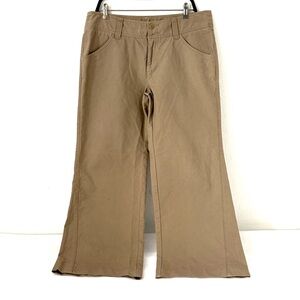 Garnet Hill Khaki Cotton Canvas Wide Leg Pants